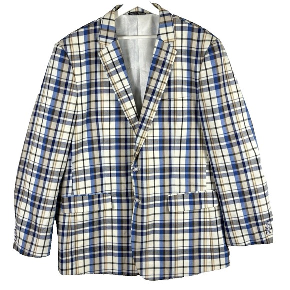 Marco Grossi Other - Marco Grossi Mens Blazer Size 48Long Blue Plaid 2-button Closure